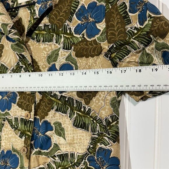 Marsh Landing Rayon Hawaiian Shirt Small Blue Green Floral Tropical Button Up - Picture 4 of 9
